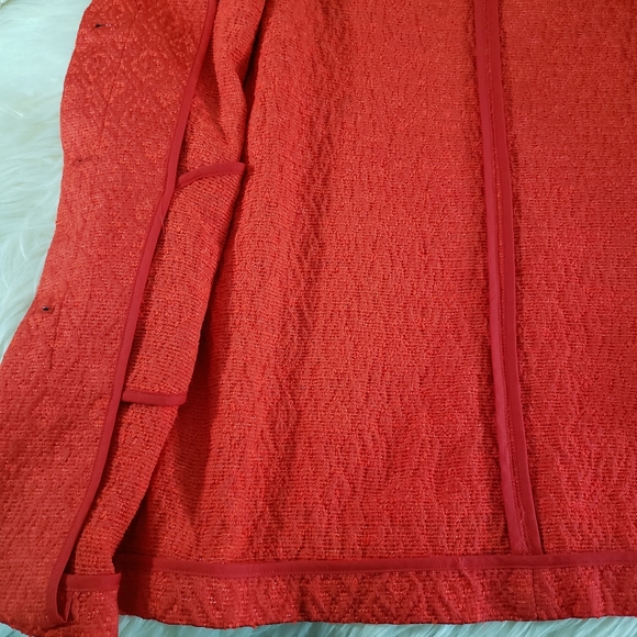 VGUC Zara Jacquard Herringbone Buttoned Mid Length Coat Red Size Large - Picture 10 of 16